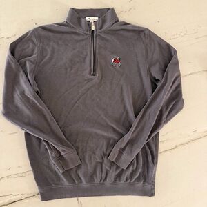 Georgia Bulldogs Peter Millar 1/4 Zip Sweater Gray Embroidered Cotton Large UGA